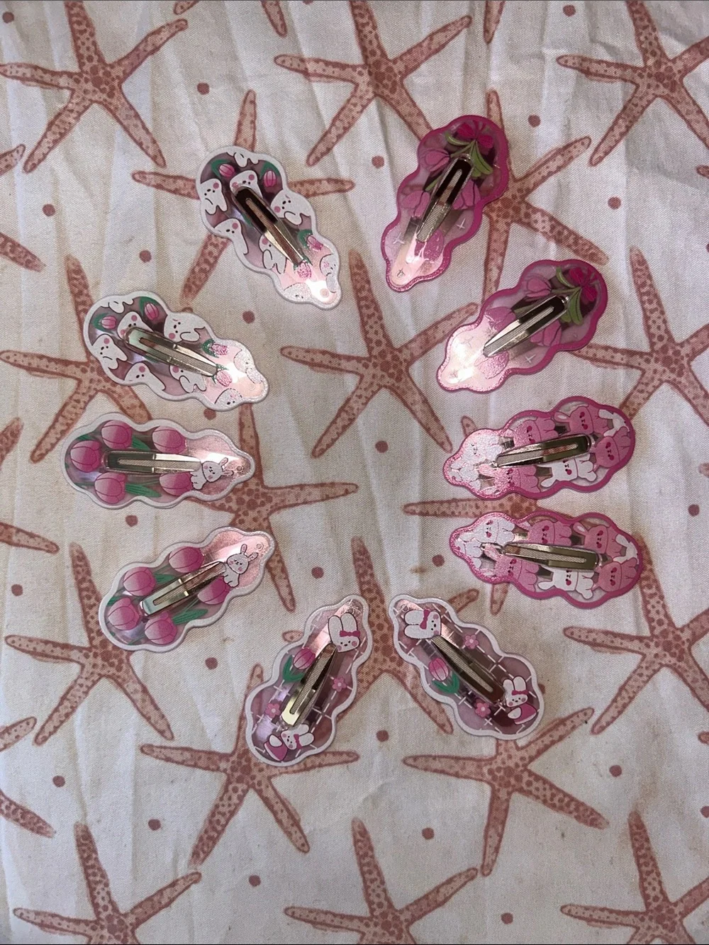 Set of Cute Pink Cartoon Snap Hair Clips